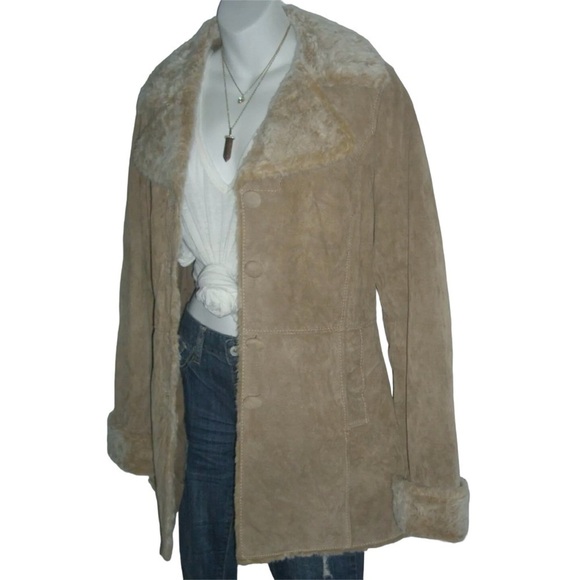 Montgomery Different Leather Jacket Penny Lane Suede Faux Fur Boho Daisy Jones - Picture 4 of 13